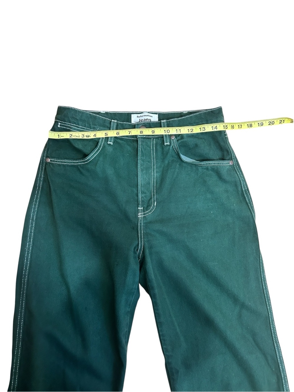 Reformation Jeans Cowboy High Rise Straight Jeans Emerald Green size 28 - Picture 8 of 10